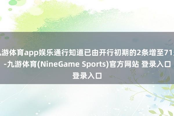 九游体育app娱乐通行知道已由开行初期的2条增至71条-九游体育(NineGame Sports)官方网站 登录入口